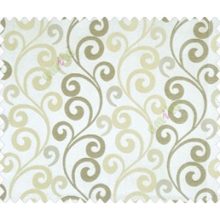 Large scroll continuous design green grey beige shiny base main curtain